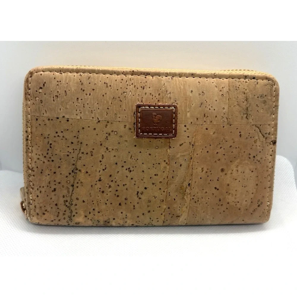 Portugal Cork Wallet Zip-Around Eco-Friendly Sustainable Vegan‎ Natural Boho